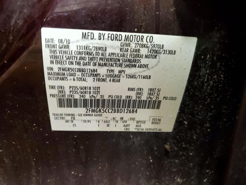 Продаж на аукціоні авто 2011 Ford Flex, vin: 2FMGK5CC2BBD12684, номер лоту: 54685036