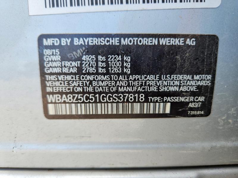 54555686 :رقم المزاد ، WBA8Z5C51GGS37818 vin ، 2016 Bmw 328 مزاد بيع