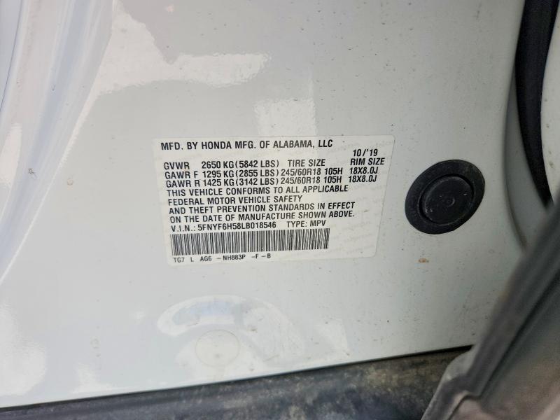Aukcja sprzedaży 2020 Honda Pilot, vin: 5FNYF6H58LB018546, numer aukcji: 55375946