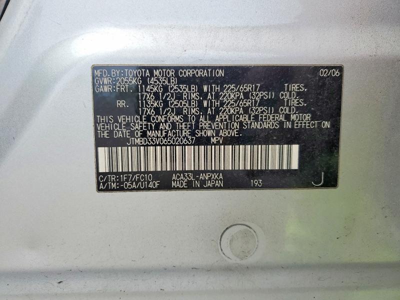 Продаж на аукціоні авто 2006 Toyota Rav4, vin: JTMBD33V065020637, номер лоту: 54404866