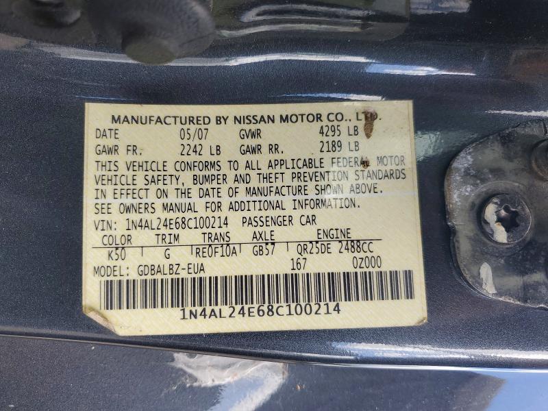 Aukcja sprzedaży 2008 Nissan Altima, vin: 1N4AL24E68C100214, numer aukcji: 53404996
