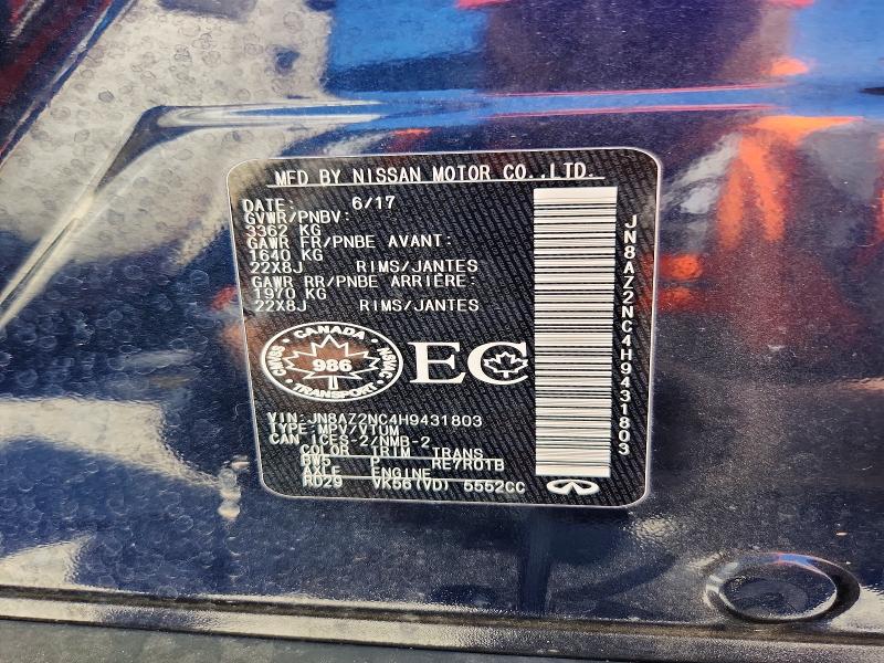 Aukcja sprzedaży 2017 Infiniti Qx80, vin: JN8AZ2NC4H9431803, numer aukcji: 52232066