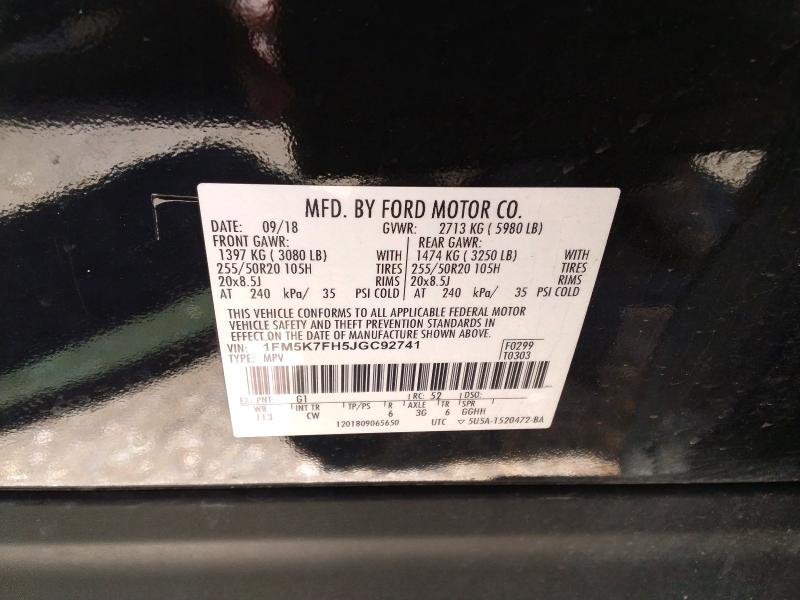 Aukcja sprzedaży 2018 Ford Explorer, vin: 1FM5K7FH5JGC92741, numer aukcji: 54287226