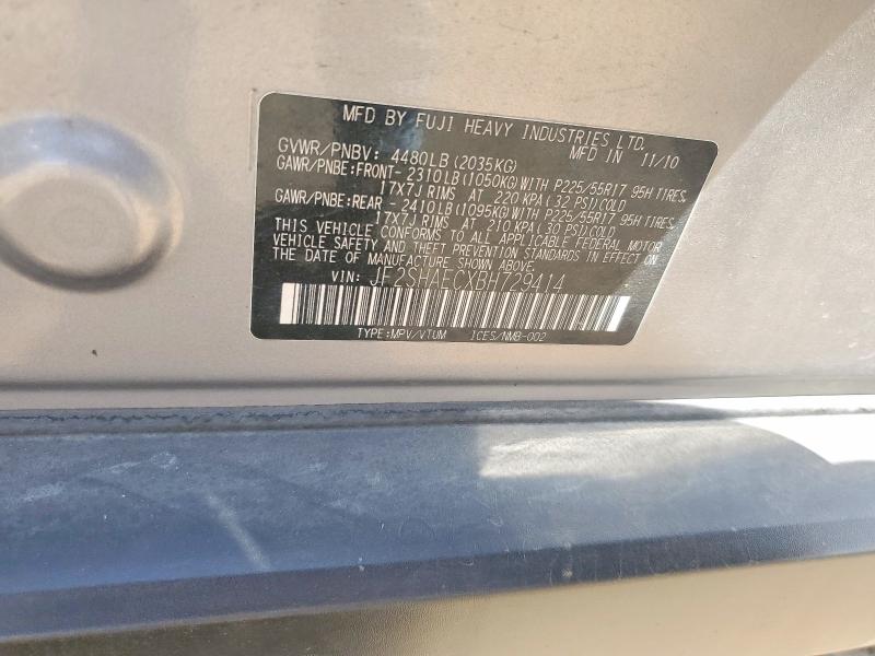 Aukcja sprzedaży 2011 Subaru Forester, vin: JF2SHAECXBH729414, numer aukcji: 52574336