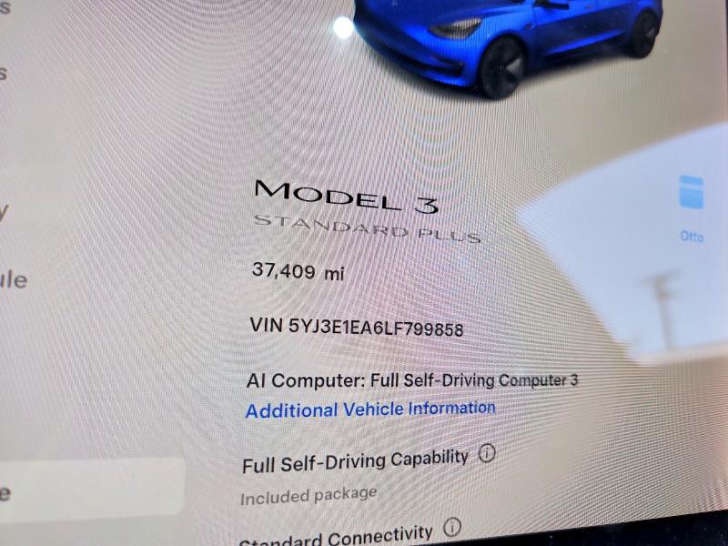 53311846 :رقم المزاد ، 5YJ3E1EA6LF799858 vin ، 2020 Tesla Model 3 مزاد بيع