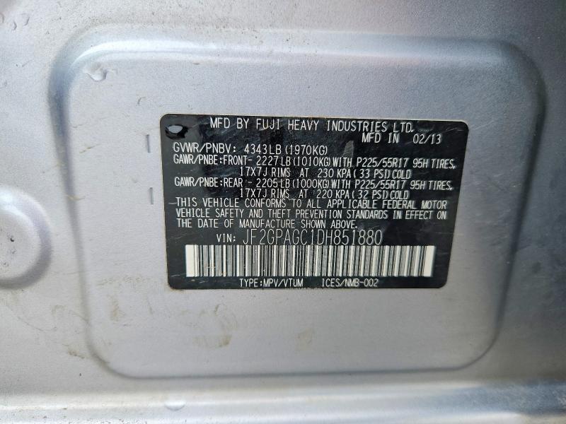 Aukcja sprzedaży 2013 Subaru Xv Crosstrek, vin: JF2GPAGC1DH851880, numer aukcji: 55201606