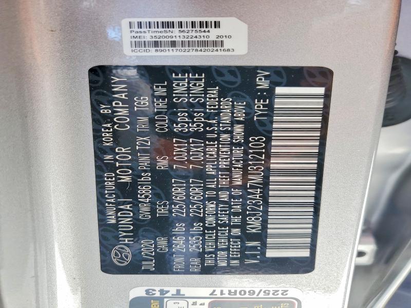 Продаж на аукціоні авто 2021 Hyundai Tucson, vin: KM8J23A47MU312103, номер лоту: 55610036