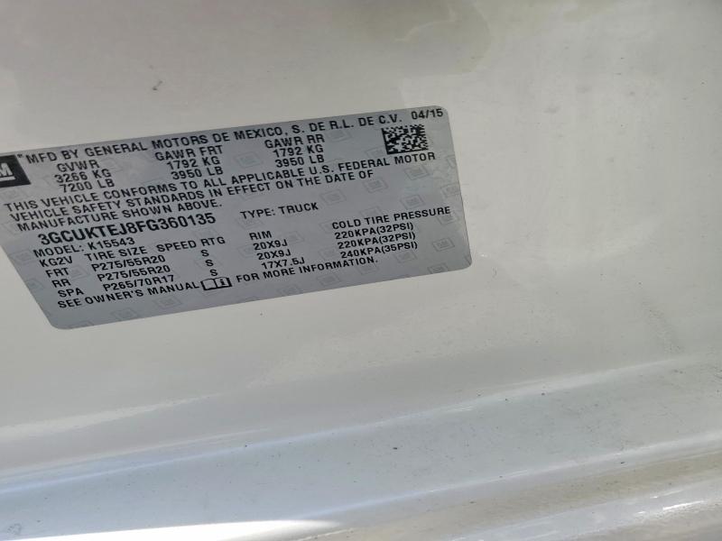 54406896 :رقم المزاد ، 3GCUKTEJ8FG360135 vin ، 2015 Chevrolet Silverado مزاد بيع