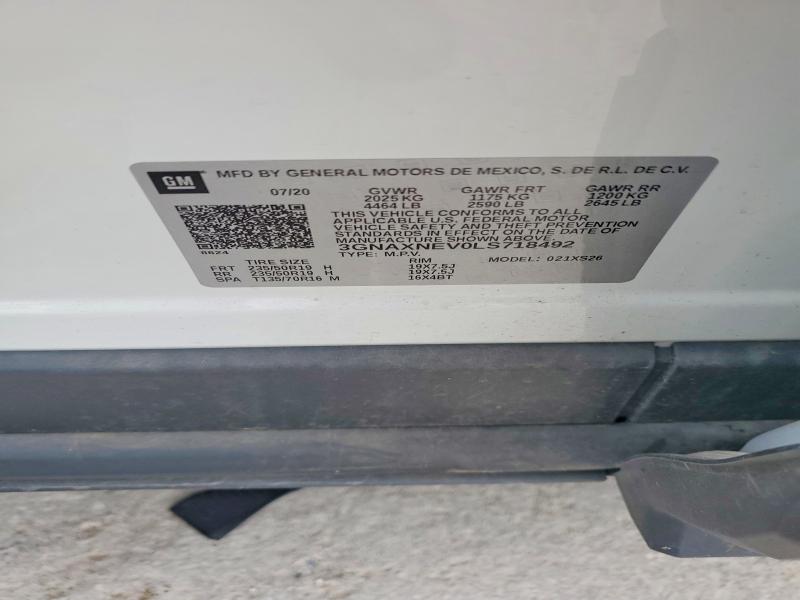 Продажа на аукционе авто 2020 Chevrolet Equinox, vin: 3GNAXNEV0LS718492, номер лота: 55045396