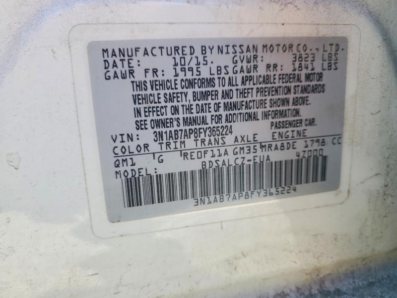 Продажа на аукционе авто 2015 Nissan Sentra, vin: 3N1AB7AP8FY365224, номер лота: 53419116