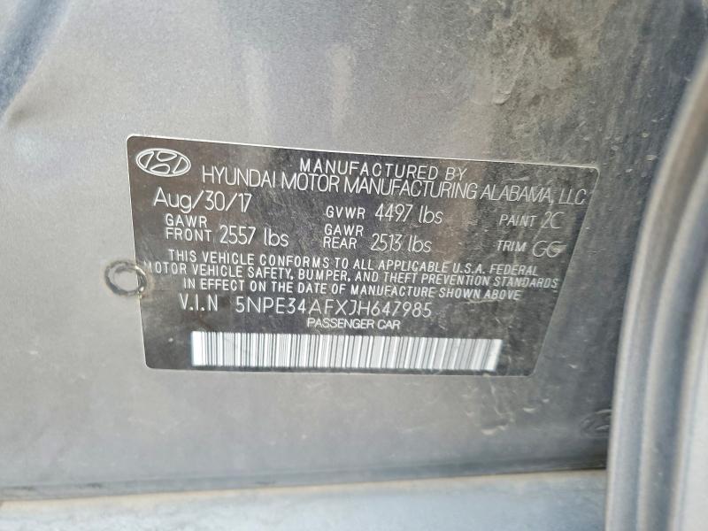 52092906 :رقم المزاد ، 5NPE34AFXJH647985 vin ، 2018 Hyundai Sonata مزاد بيع