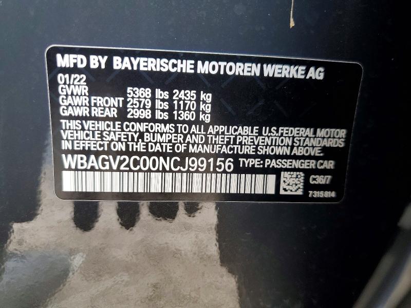 Aukcja sprzedaży 2022 Bmw 840i, vin: WBAGV2C00NCJ99156, numer aukcji: 51940706