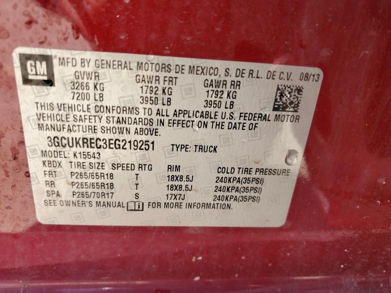 Продаж на аукціоні авто 2014 Chevrolet Silverado, vin: 3GCUKREC3EG219251, номер лоту: 53532416