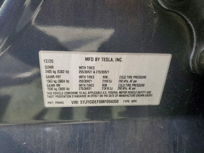 51769236 :رقم المزاد ، 5YJYGDEF8MF094008 vin ، 2021 Tesla Model Y مزاد بيع