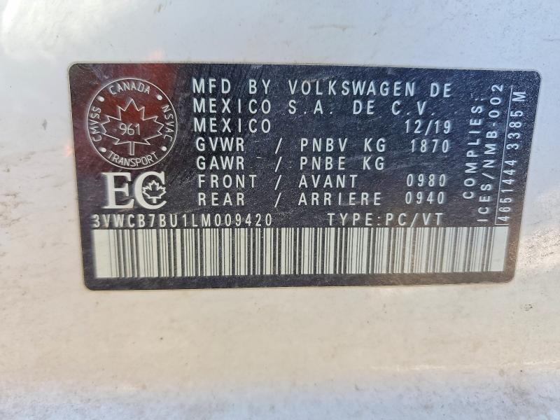 51690556 :رقم المزاد ، 3VWCB7BU1LM009420 vin ، 2020 Volkswagen Jetta مزاد بيع