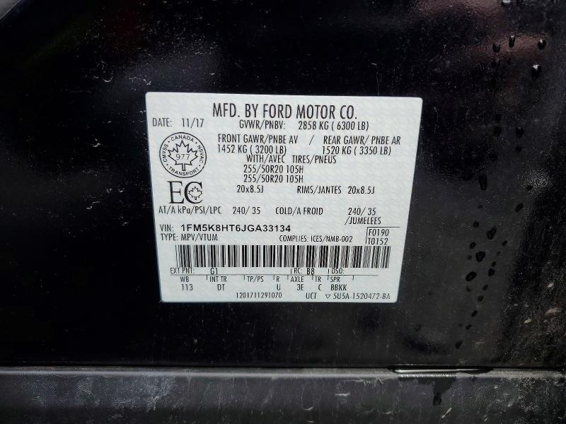 Aukcja sprzedaży 2018 Ford Explorer, vin: 1FM5K8HT6JGA33134, numer aukcji: 52024546