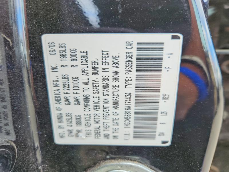 Продаж на аукціоні авто 2006 Honda Accord, vin: 1HGCM56816A174434, номер лоту: 52784376