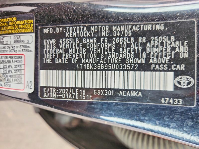 52232636 :رقم المزاد ، 4T1BK36B95U033572 vin ، 2005 Toyota Avalon مزاد بيع
