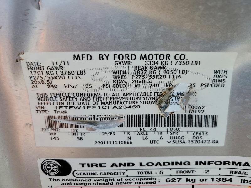 Aukcja sprzedaży 2012 Ford F150, vin: 1FTFW1EF1CFA23459, numer aukcji: 53300376