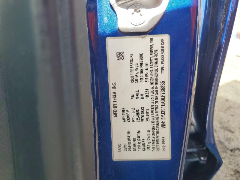 Продажа на аукционе авто 2020 Tesla Model 3, vin: 5YJ3E1EA9LF736835, номер лота: 53944036