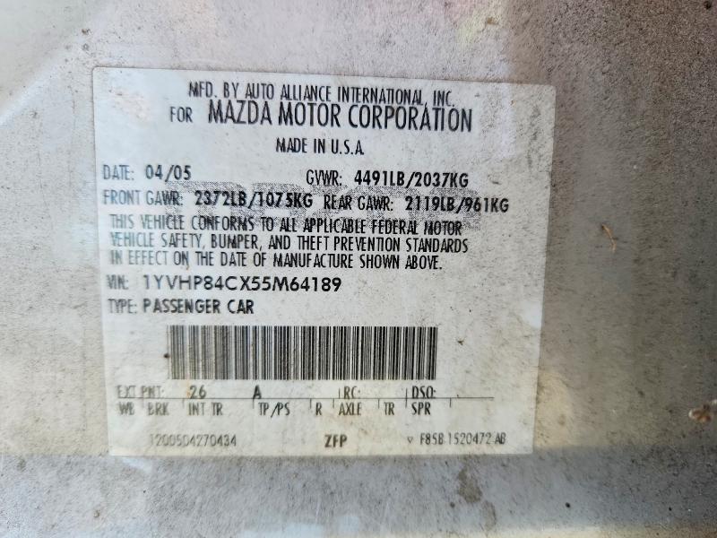 Продаж на аукціоні авто 2005 Mazda 6, vin: 1YVHP84CX55M64189, номер лоту: 52519236