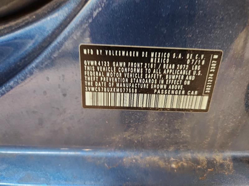 Aukcja sprzedaży 2019 Volkswagen Jetta, vin: 3VWC57BUXKM077558, numer aukcji: 54588966