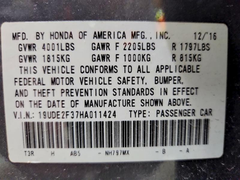 Auction sale of the 2017 Acura Ilx, vin: 19UDE2F37HA011424, lot number: 52004766