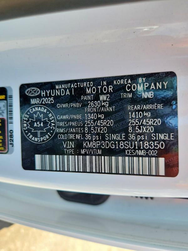 Продажа на аукционе авто 2025 Hyundai Santa Fe, vin: KM8P3DG18SU118350, номер лота: 53042916