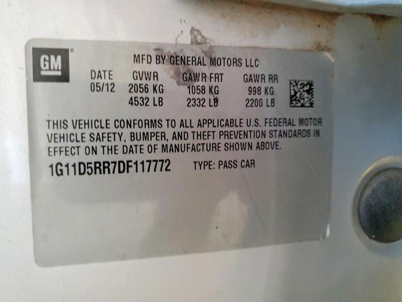 54448126 :رقم المزاد ، 1G11D5RR7DF117772 vin ، 2013 Chevrolet Malibu مزاد بيع
