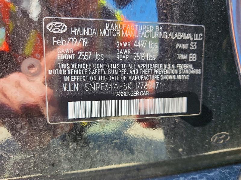 Aukcja sprzedaży 2019 Hyundai Sonata, vin: 5NPE34AF8KH778947, numer aukcji: 55109236