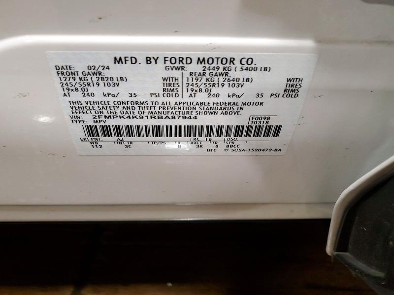 2024 Ford Edge მანქანა იყიდება აუქციონზე, vin: 2FMPK4K91RBA87944, აუქციონის ნომერი: 52649026