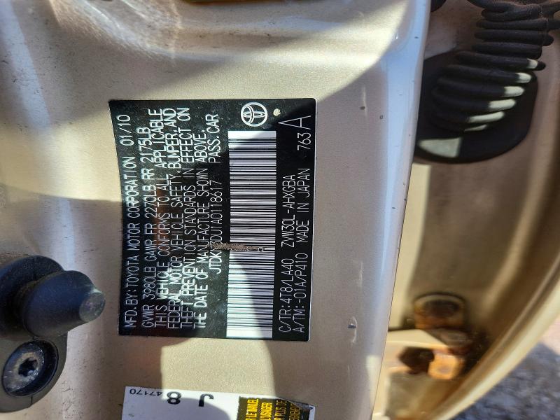55099246 :رقم المزاد ، JTDKN3DU1A0118617 vin ، 2010 Toyota Prius مزاد بيع