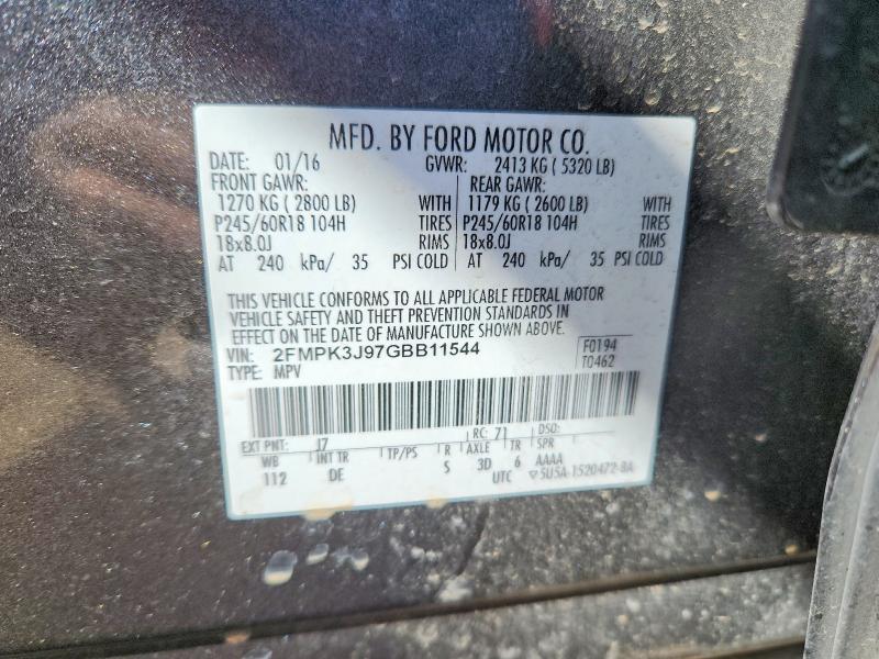 Продаж на аукціоні авто 2016 Ford Edge, vin: 2FMPK3J97GBB11544, номер лоту: 55023006