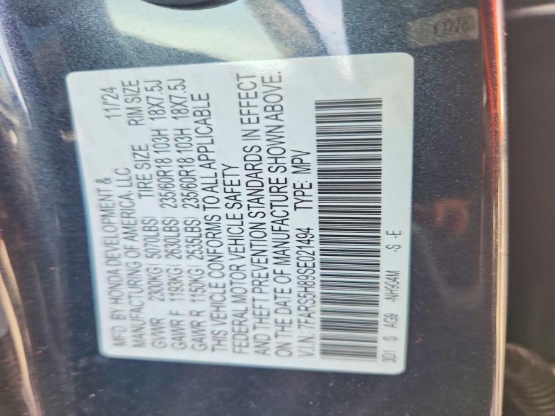 2025 Honda Cr-v მანქანა იყიდება აუქციონზე, vin: 7FARS5H89SE021494, აუქციონის ნომერი: 53820346