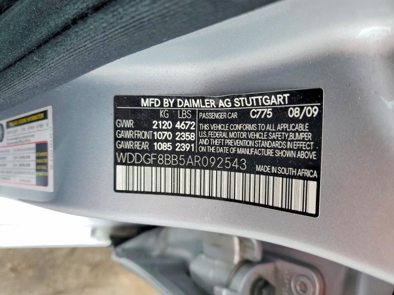 Aukcja sprzedaży 2010 Mercedes-benz C, vin: WDDGF8BB5AR092543, numer aukcji: 54872966