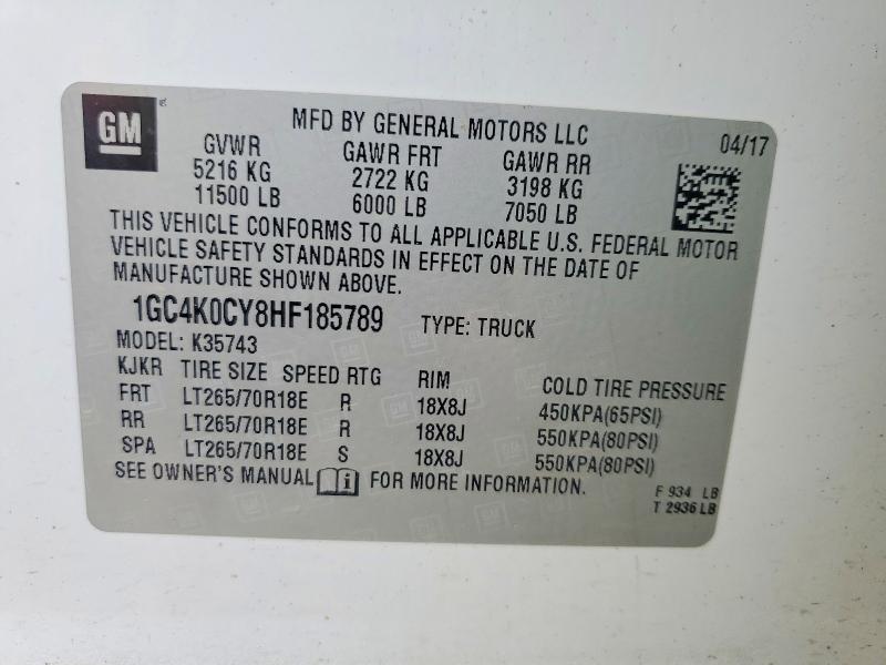 Продаж на аукціоні авто 2017 Chevrolet Silverado, vin: 1GC4K0CY8HF185789, номер лоту: 51977836