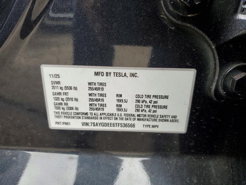Aukcja sprzedaży 2026 Tesla Model Y, vin: 7SAYGDEE6TF536566, numer aukcji: 53905296
