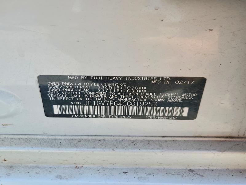 Продаж на аукціоні авто 2012 Subaru Impreza, vin: JF1GV7F64CG019253, номер лоту: 52507126
