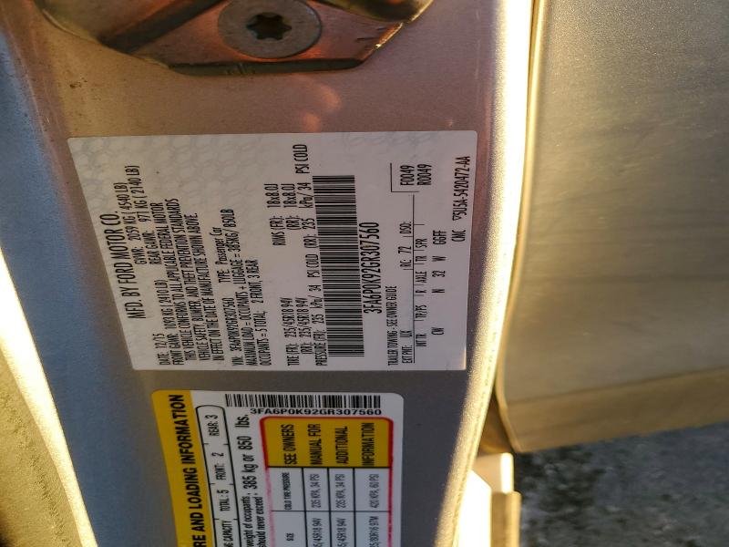 2016 Ford Fusion მანქანა იყიდება აუქციონზე, vin: 3FA6P0K92GR307560, აუქციონის ნომერი: 52670996