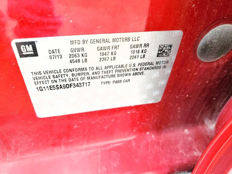 Продажа на аукционе авто 2013 Chevrolet Malibu, vin: 1G11E5SA9DF343717, номер лота: 52410196