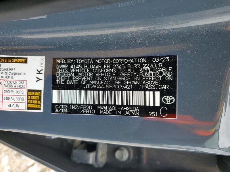 Продажа на аукционе авто 2023 Toyota Prius, vin: JTDACAAU9P3005421, номер лота: 54172686