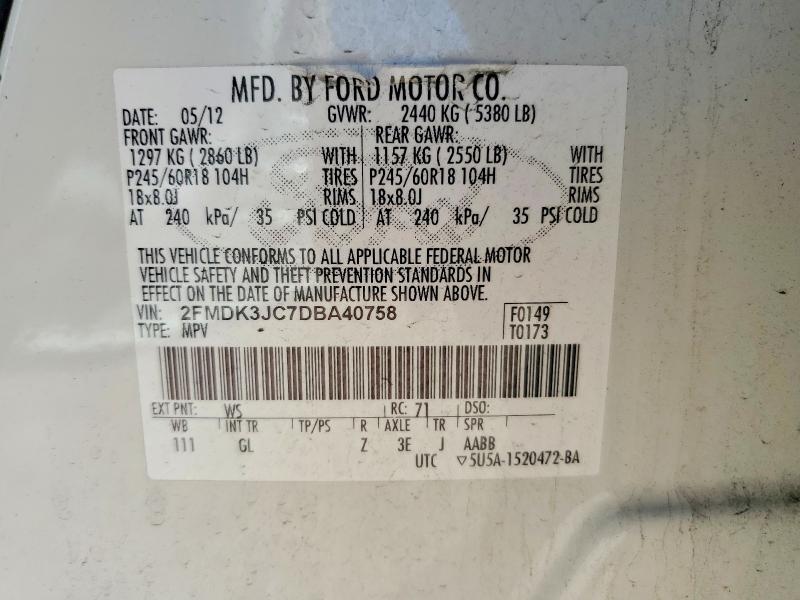 Продажа на аукционе авто 2013 Ford Edge, vin: 2FMDK3JC7DBA40758, номер лота: 54108236