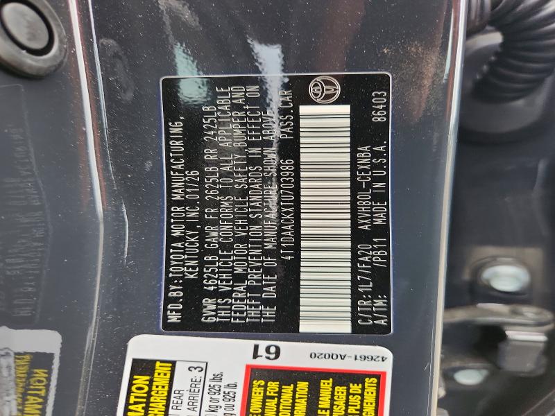 2026 Toyota Camry მანქანა იყიდება აუქციონზე, vin: 4T1DAACKXTU703986, აუქციონის ნომერი: 53174346