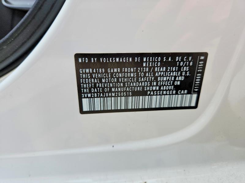 54695826 :رقم المزاد ، 3VW2B7AJ8HM250515 vin ، 2017 Volkswagen Jetta مزاد بيع