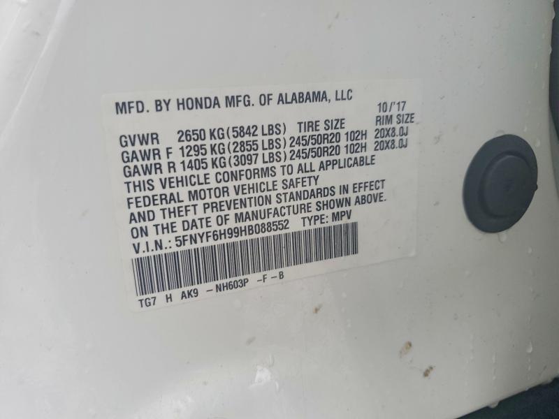 Продаж на аукціоні авто 2017 Honda Pilot, vin: 5FNYF6H99HB088552, номер лоту: 54559486