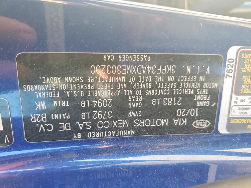 2021 Kia Forte მანქანა იყიდება აუქციონზე, vin: 3KPF34ADXME303200, აუქციონის ნომერი: 52240656