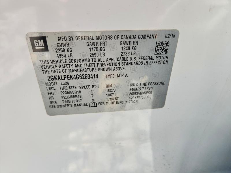 Продаж на аукціоні авто 2016 Gmc Terrain, vin: 2GKALPEK4G6269414, номер лоту: 52291916