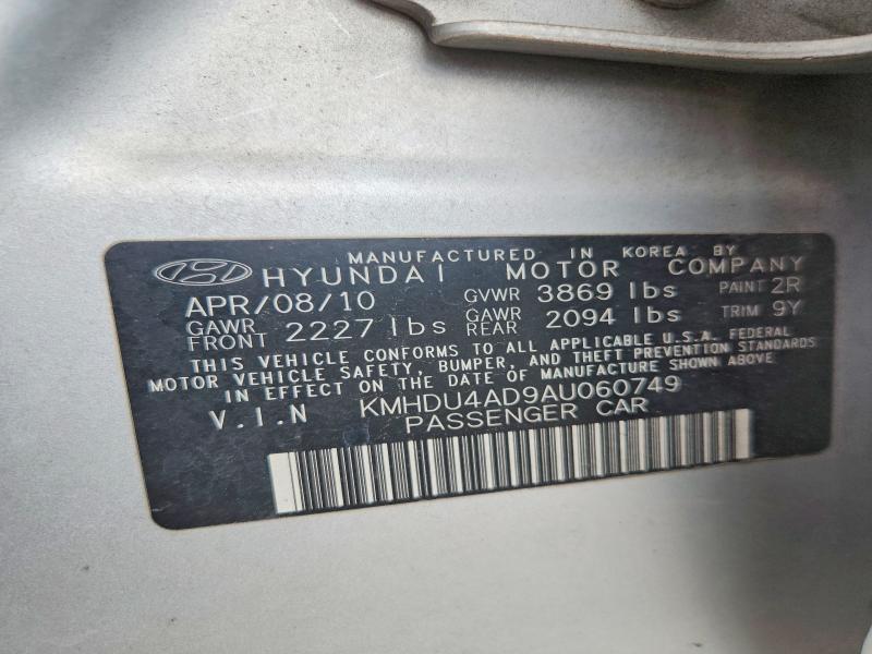 Aukcja sprzedaży 2010 Hyundai Elantra, vin: KMHDU4AD9AU060749, numer aukcji: 55153936