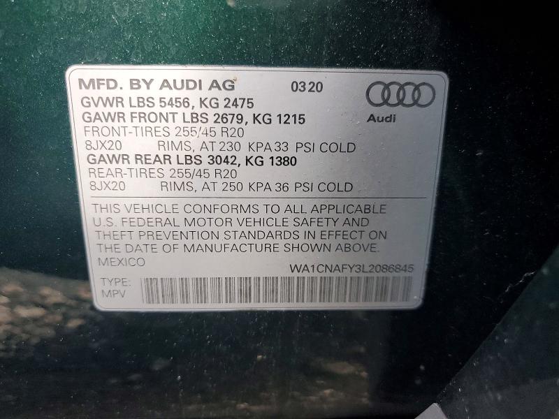 Продажа на аукционе авто 2020 Audi Q5, vin: WA1CNAFY3L2086845, номер лота: 53528376