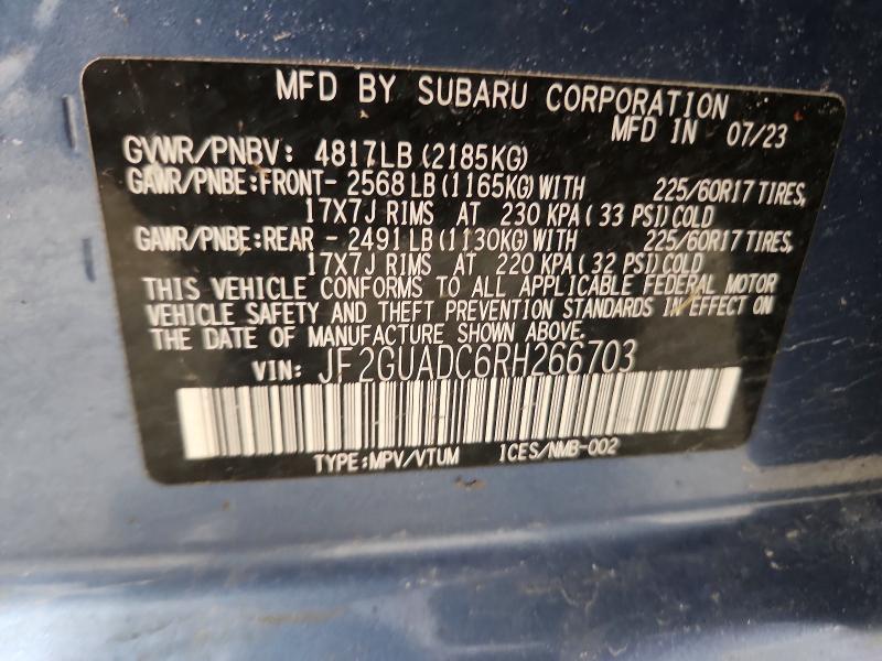 Продажа на аукционе авто 2024 Subaru Crosstrek, vin: JF2GUADC6RH266703, номер лота: 53641866